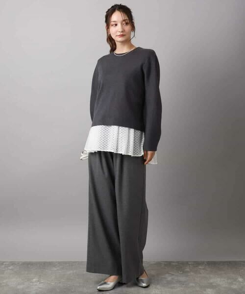 MK MICHEL KLEIN / エムケーミッシェルクラン チノ・ワークパンツ | 裏起毛ワイドストレートプルオンパンツ/洗える | 詳細23