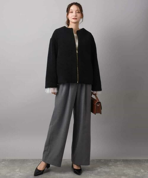 MK MICHEL KLEIN / エムケーミッシェルクラン チノ・ワークパンツ | 裏起毛ワイドストレートプルオンパンツ/洗える | 詳細30