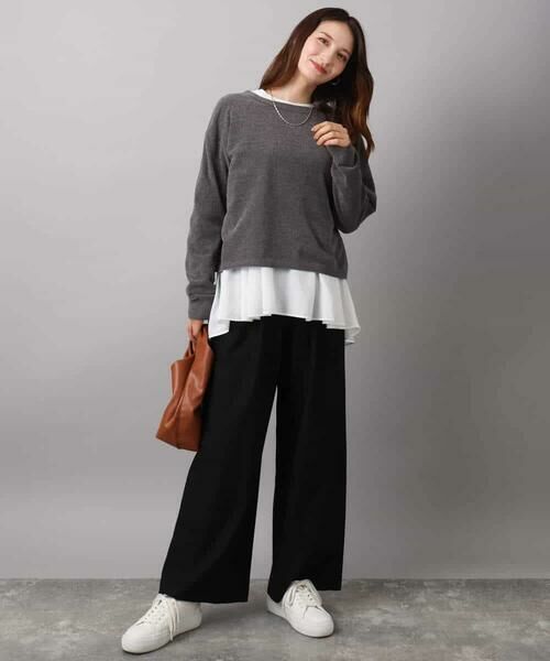 MK MICHEL KLEIN / エムケーミッシェルクラン チノ・ワークパンツ | 裏起毛ワイドストレートプルオンパンツ/洗える | 詳細7