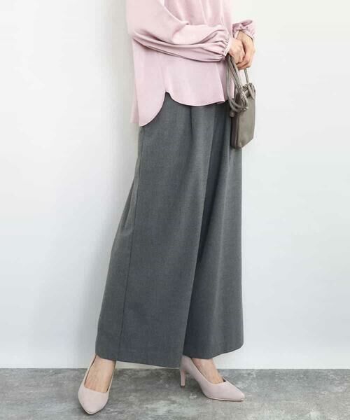 MK MICHEL KLEIN / エムケーミッシェルクラン チノ・ワークパンツ | 裏起毛ワイドストレートプルオンパンツ/洗える | 詳細9