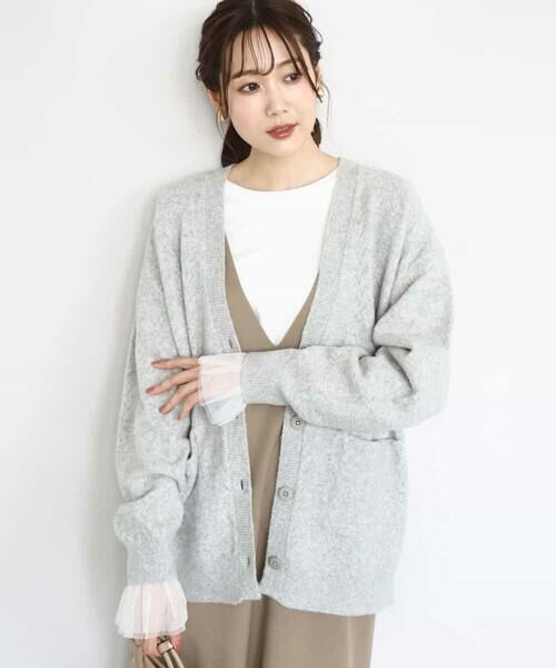 MK MICHEL KLEIN/エムケーミッシェルクラン ソフト起毛ニットカーディガン/洗える ライトグレー M MK MICHEL KLEIN/エムケーミッシェルクラン ソフト起毛ニットカーディガン/洗える ライトグレー M