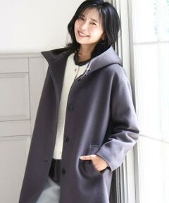 MK MICHEL KLEIN / エムケーミッシェルクラン その他アウター | SUPER100'sウール フーデットミドルコート