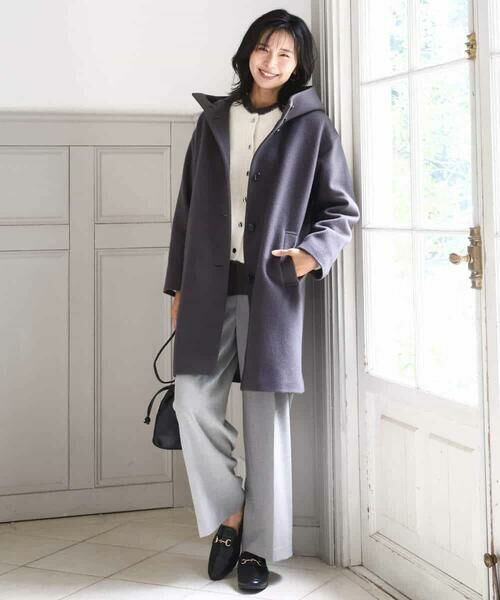 MK MICHEL KLEIN / エムケーミッシェルクラン その他アウター | SUPER100'sウール フーデットミドルコート | 詳細1