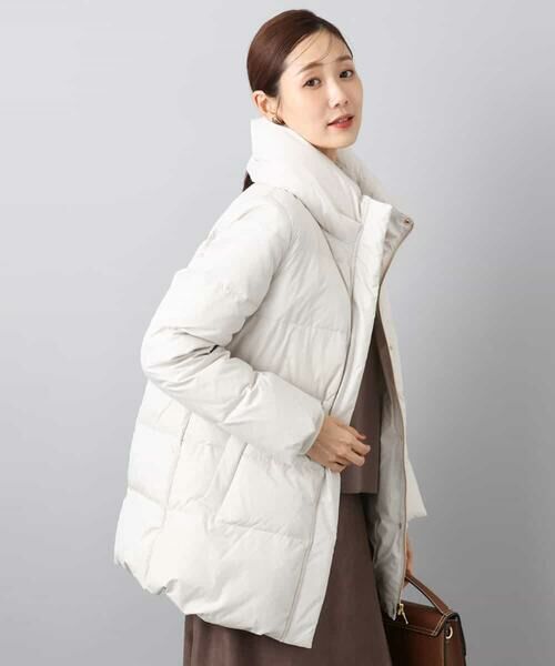 MK MICHEL KLEIN / エムケーミッシェルクラン ダウンジャケット・ベスト | ベーシックタフタ ミドルダウンコート/撥水加工(アイボリー)