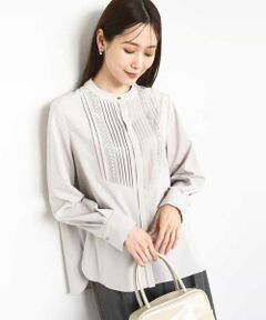 MK MICHEL KLEIN / エムケーミッシェルクラン シャツ・ブラウス | フロントピンタックレースブラウス/洗える