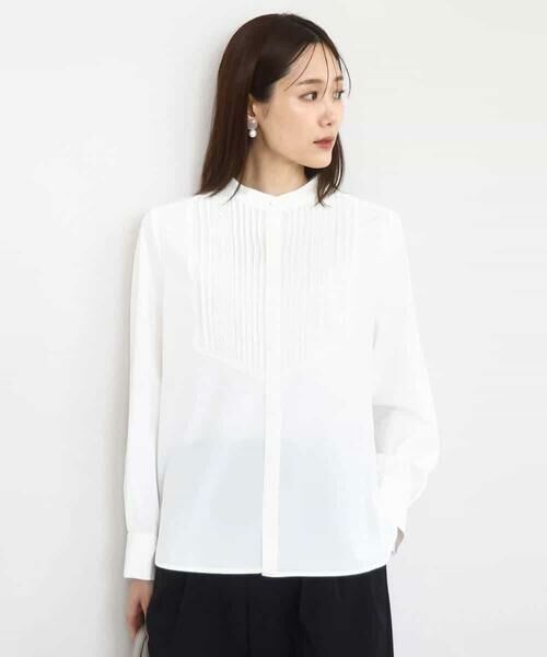 MK MICHEL KLEIN / エムケーミッシェルクラン シャツ・ブラウス | フロントピンタックレースブラウス/洗える | 詳細1