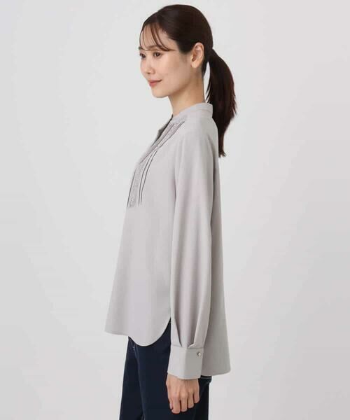 MK MICHEL KLEIN / エムケーミッシェルクラン シャツ・ブラウス | フロントピンタックレースブラウス/洗える | 詳細10