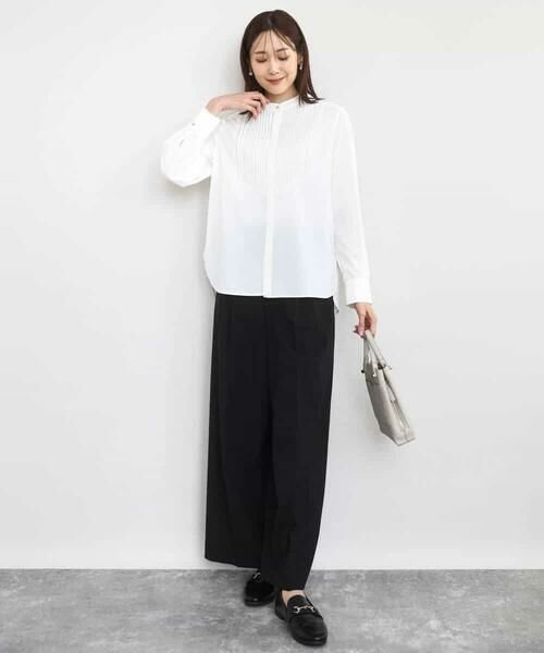 MK MICHEL KLEIN / エムケーミッシェルクラン シャツ・ブラウス | フロントピンタックレースブラウス/洗える | 詳細4