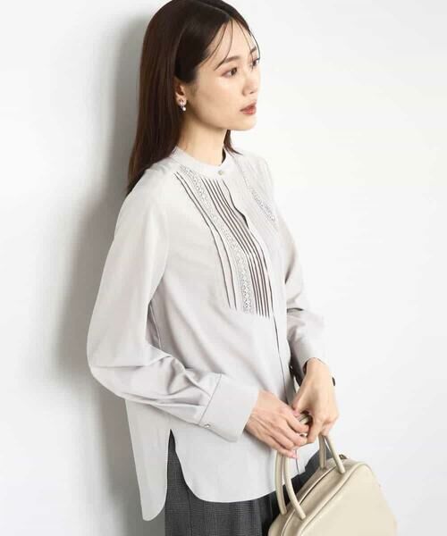 MK MICHEL KLEIN / エムケーミッシェルクラン シャツ・ブラウス | フロントピンタックレースブラウス/洗える | 詳細5