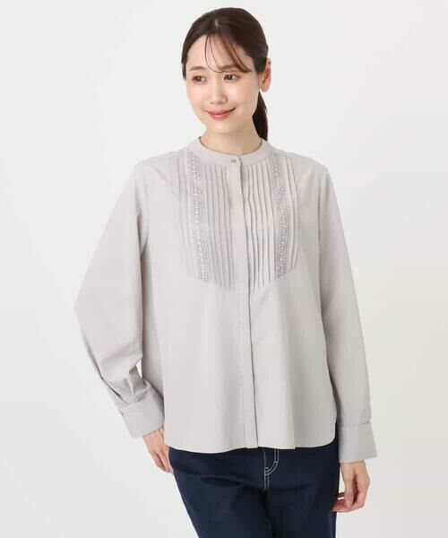 MK MICHEL KLEIN / エムケーミッシェルクラン シャツ・ブラウス | フロントピンタックレースブラウス/洗える | 詳細9