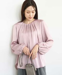 MK MICHEL KLEIN / エムケーミッシェルクラン シャツ・ブラウス | ウェーブサテンタックディティールブラウス/洗える