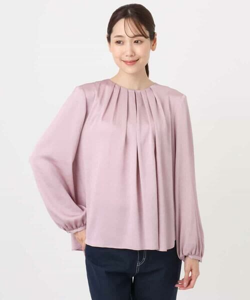 MK MICHEL KLEIN / エムケーミッシェルクラン シャツ・ブラウス | ウェーブサテンタックディティールブラウス/洗える | 詳細11