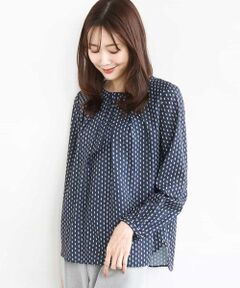 MK MICHEL KLEIN / エムケーミッシェルクラン シャツ・ブラウス | ボウタイ風幾何柄ブラウス/洗える