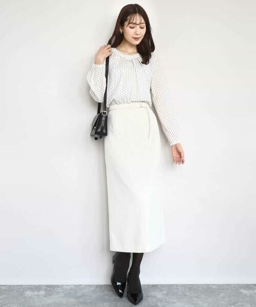 MK MICHEL KLEIN / エムケーミッシェルクラン シャツ・ブラウス | ボウタイ風幾何柄ブラウス/洗える | 詳細10