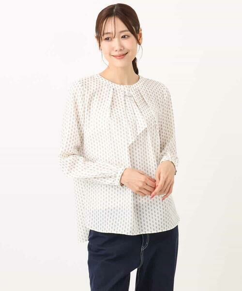 MK MICHEL KLEIN / エムケーミッシェルクラン シャツ・ブラウス | ボウタイ風幾何柄ブラウス/洗える | 詳細12