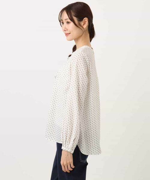 MK MICHEL KLEIN / エムケーミッシェルクラン シャツ・ブラウス | ボウタイ風幾何柄ブラウス/洗える | 詳細13