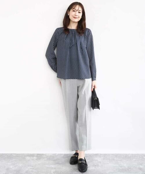 MK MICHEL KLEIN / エムケーミッシェルクラン シャツ・ブラウス | ボウタイ風幾何柄ブラウス/洗える | 詳細2