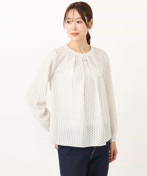 MK MICHEL KLEIN / エムケーミッシェルクラン シャツ・ブラウス | ボウタイ風幾何柄ブラウス/洗える | 詳細21