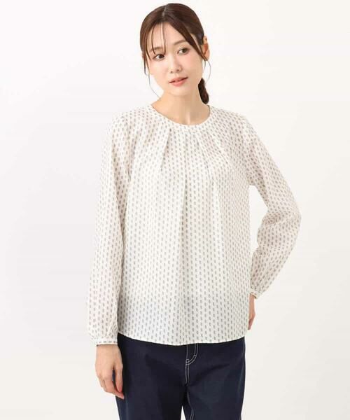 MK MICHEL KLEIN / エムケーミッシェルクラン シャツ・ブラウス | ボウタイ風幾何柄ブラウス/洗える | 詳細24