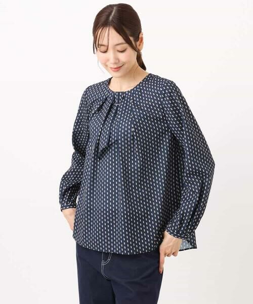 MK MICHEL KLEIN / エムケーミッシェルクラン シャツ・ブラウス | ボウタイ風幾何柄ブラウス/洗える | 詳細26