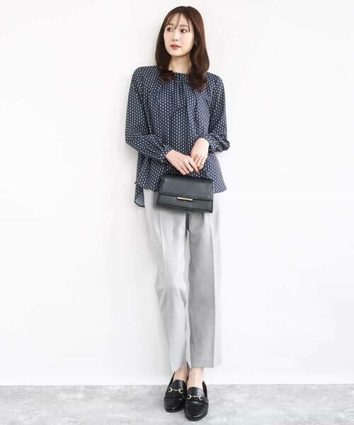 MK MICHEL KLEIN / エムケーミッシェルクラン シャツ・ブラウス | ボウタイ風幾何柄ブラウス/洗える | 詳細3