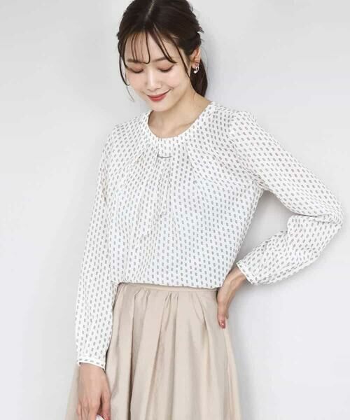 MK MICHEL KLEIN / エムケーミッシェルクラン シャツ・ブラウス | ボウタイ風幾何柄ブラウス/洗える | 詳細5