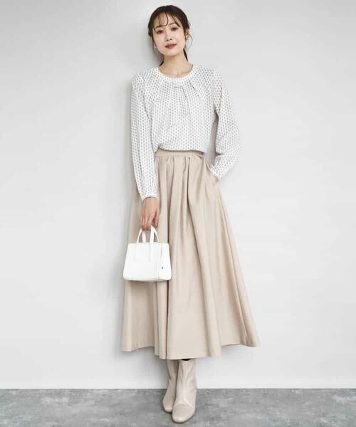 MK MICHEL KLEIN / エムケーミッシェルクラン シャツ・ブラウス | ボウタイ風幾何柄ブラウス/洗える | 詳細7