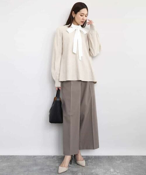 MK MICHEL KLEIN / エムケーミッシェルクラン その他パンツ | ストレートワイドシルエットパンツ（無地・チェック）/洗える | 詳細1