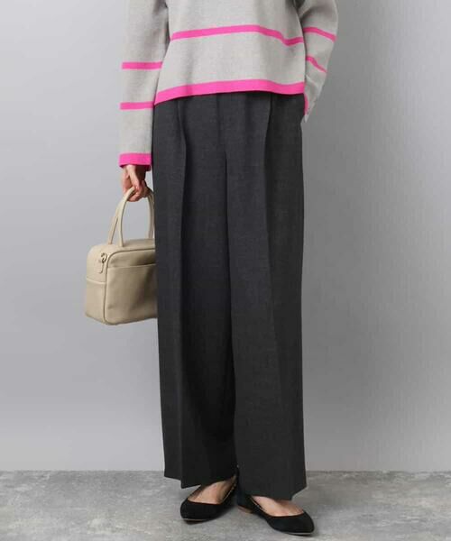 MK MICHEL KLEIN / エムケーミッシェルクラン その他パンツ | ツイード調両面起毛ワイドパンツ/洗える | 詳細1