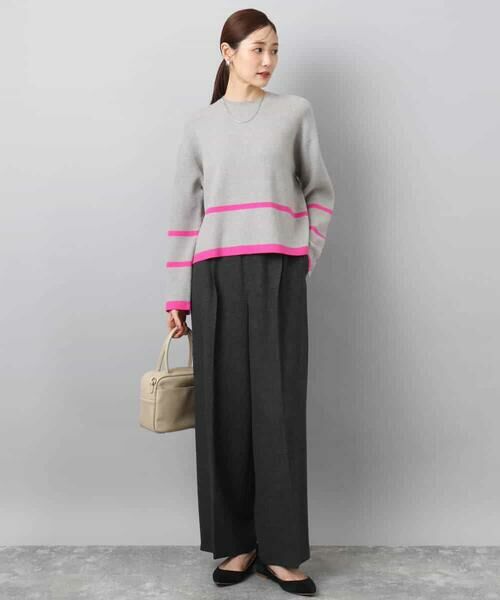 MK MICHEL KLEIN / エムケーミッシェルクラン その他パンツ | ツイード調両面起毛ワイドパンツ/洗える | 詳細3