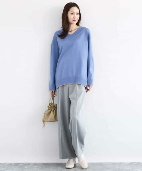 MK MICHEL KLEIN / エムケーミッシェルクラン ニット・セーター | 配色ラインVネックニット/洗える | 詳細10