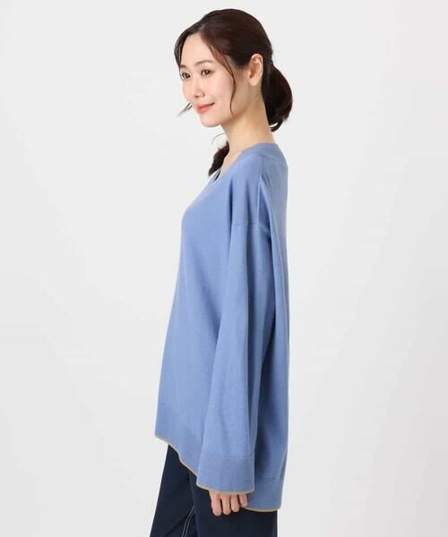 MK MICHEL KLEIN / エムケーミッシェルクラン ニット・セーター | 配色ラインVネックニット/洗える | 詳細14