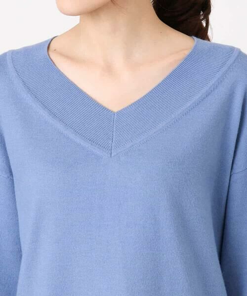 MK MICHEL KLEIN / エムケーミッシェルクラン ニット・セーター | 配色ラインVネックニット/洗える | 詳細16