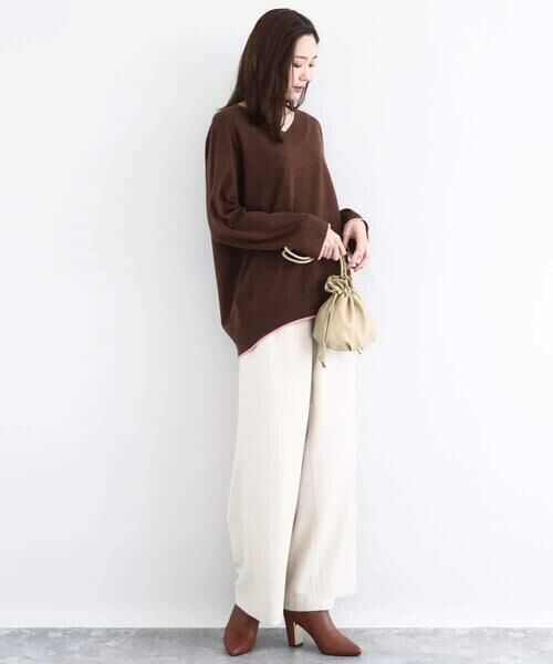 MK MICHEL KLEIN / エムケーミッシェルクラン ニット・セーター | 配色ラインVネックニット/洗える | 詳細2