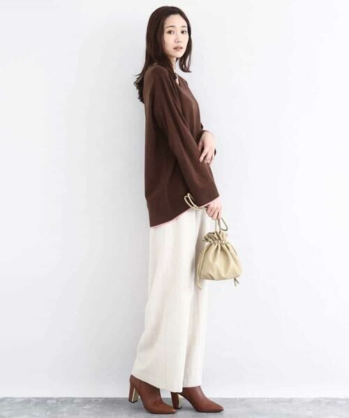 MK MICHEL KLEIN / エムケーミッシェルクラン ニット・セーター | 配色ラインVネックニット/洗える | 詳細3