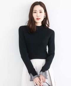 MK MICHEL KLEIN / エムケーミッシェルクラン ニット・セーター | 千鳥格子柄シフォンレイヤード風ハイゲージニット/洗える