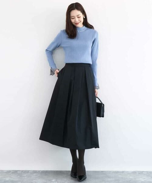 MK MICHEL KLEIN / エムケーミッシェルクラン ニット・セーター | 千鳥格子柄シフォンレイヤード風ハイゲージニット/洗える | 詳細12