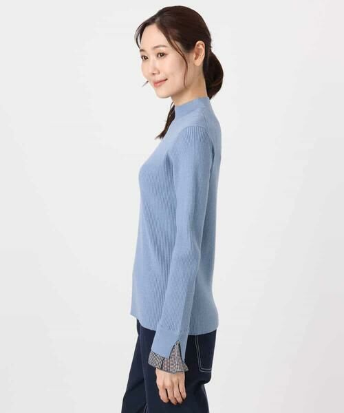 MK MICHEL KLEIN / エムケーミッシェルクラン ニット・セーター | 千鳥格子柄シフォンレイヤード風ハイゲージニット/洗える | 詳細14