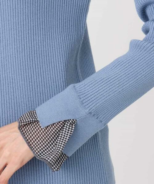 MK MICHEL KLEIN / エムケーミッシェルクラン ニット・セーター | 千鳥格子柄シフォンレイヤード風ハイゲージニット/洗える | 詳細17