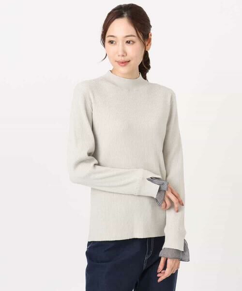 MK MICHEL KLEIN / エムケーミッシェルクラン ニット・セーター | 千鳥格子柄シフォンレイヤード風ハイゲージニット/洗える | 詳細20