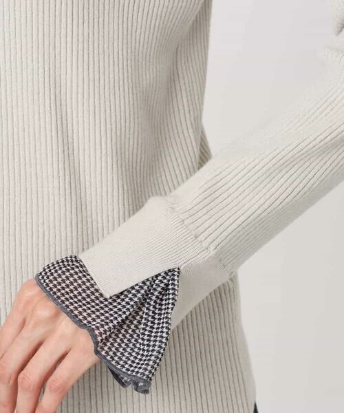 MK MICHEL KLEIN / エムケーミッシェルクラン ニット・セーター | 千鳥格子柄シフォンレイヤード風ハイゲージニット/洗える | 詳細21