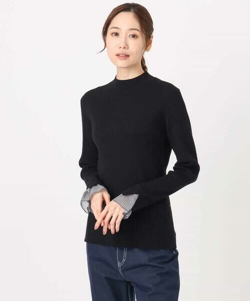 MK MICHEL KLEIN / エムケーミッシェルクラン ニット・セーター | 千鳥格子柄シフォンレイヤード風ハイゲージニット/洗える | 詳細23