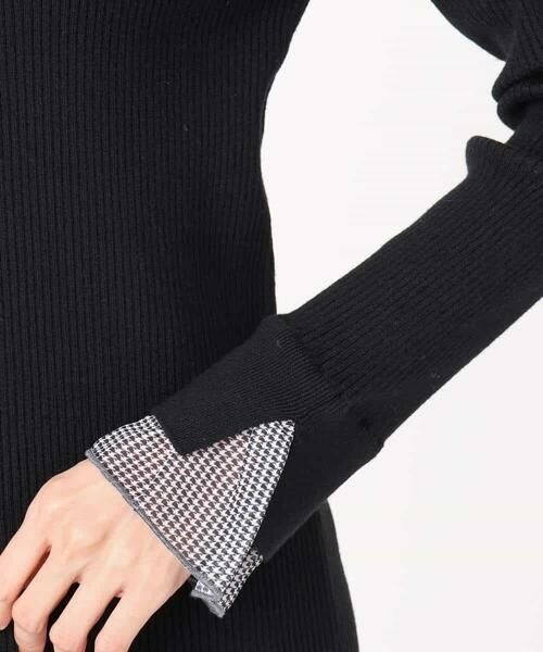 MK MICHEL KLEIN / エムケーミッシェルクラン ニット・セーター | 千鳥格子柄シフォンレイヤード風ハイゲージニット/洗える | 詳細24