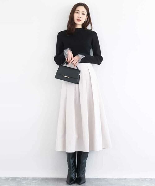 MK MICHEL KLEIN / エムケーミッシェルクラン ニット・セーター | 千鳥格子柄シフォンレイヤード風ハイゲージニット/洗える | 詳細4