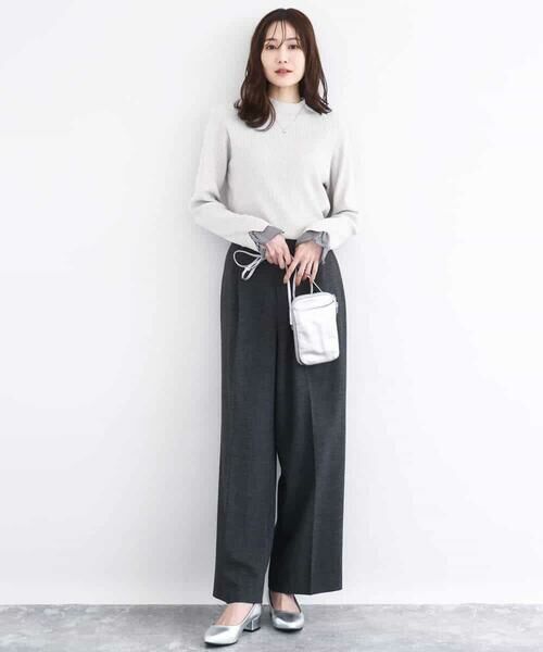 MK MICHEL KLEIN / エムケーミッシェルクラン ニット・セーター | 千鳥格子柄シフォンレイヤード風ハイゲージニット/洗える | 詳細6