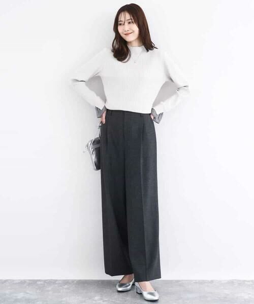 MK MICHEL KLEIN / エムケーミッシェルクラン ニット・セーター | 千鳥格子柄シフォンレイヤード風ハイゲージニット/洗える | 詳細7