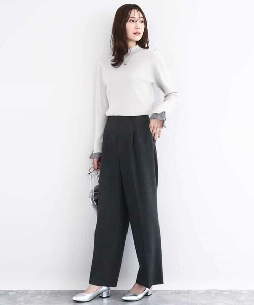 MK MICHEL KLEIN / エムケーミッシェルクラン ニット・セーター | 千鳥格子柄シフォンレイヤード風ハイゲージニット/洗える | 詳細8