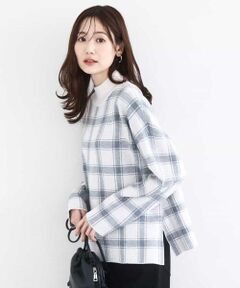 MK MICHEL KLEIN / エムケーミッシェルクラン ニット・セーター | チェック柄ニットプルオーバー/洗える