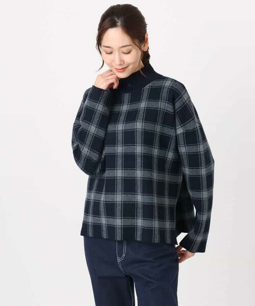 MK MICHEL KLEIN / エムケーミッシェルクラン ニット・セーター | チェック柄ニットプルオーバー/洗える | 詳細15