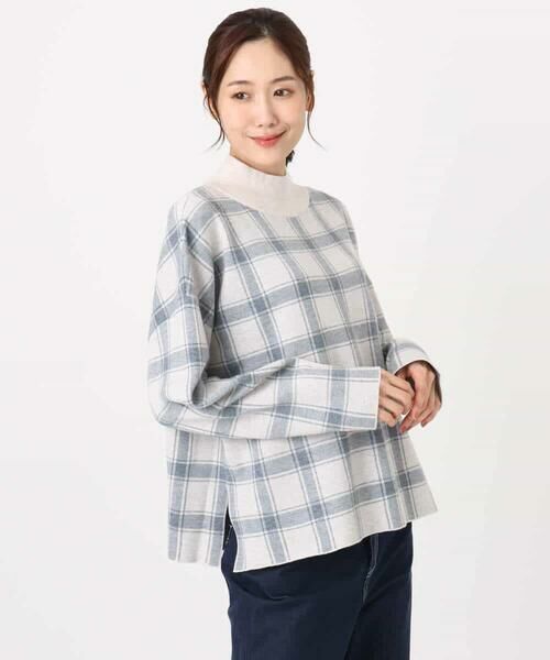 MK MICHEL KLEIN / エムケーミッシェルクラン ニット・セーター | チェック柄ニットプルオーバー/洗える | 詳細22